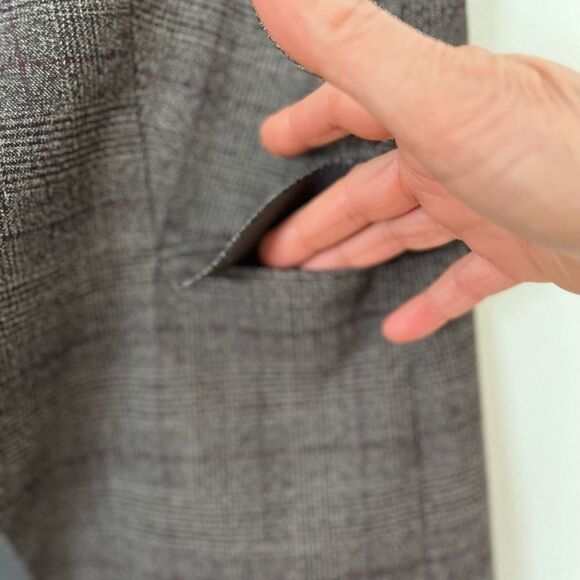 Ann Taylor brown/light squares long vest, one button fastener, side pockets, S - Picture 11 of 11